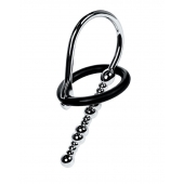 Серебристый уретральный плаг-бусины TOYFA Metal с мягким фиксириющим кольцом - ToyFa - купить с доставкой в Камышине