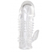 Прозрачная гелевая насадка с шипами и клиторальным отростком - 13 см. - Toyfa Basic - в Камышине купить с доставкой