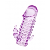 Закрытая фиолетовая насадка с 2 отростками - 13 см. - Toyfa Basic - в Камышине купить с доставкой