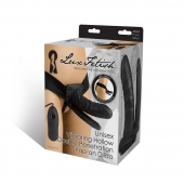 Полый страпон с двумя отростками и вибрацией Unisex Vibrating Hollow Strap-On Double Penetrating Dildo - 17,8 см. - Lux Fetish - купить с доставкой в Камышине