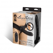 Чёрный полый страпон с вибрацией Unisex Vibrating Hollow Strap-On - 14 см. - Lux Fetish - купить с доставкой в Камышине