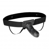 Чёрный полый страпон с вибрацией Unisex Vibrating Hollow Strap-On - 14 см. - Lux Fetish - купить с доставкой в Камышине