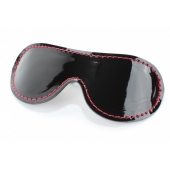 Чёрная перфорированная маска из кожи с красной строчкой - БДСМ Арсенал - купить с доставкой в Камышине