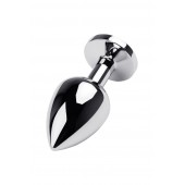 Серебристая коническая анальная пробка с красным кристаллом - 8 см. - ToyFa - купить с доставкой в Камышине