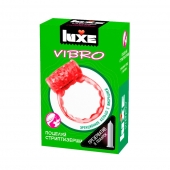 Розовое эрекционное виброкольцо Luxe VIBRO  Поцелуй стриптизёрши  + презерватив - Luxe - в Камышине купить с доставкой