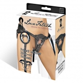 Черные трусики для страпона из патентованной кожи - Lux Fetish - купить с доставкой в Камышине