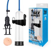 Прозрачная вакуумная вибропомпа Sex Expert с насадкой-вагиной - Sex Expert - в Камышине купить с доставкой