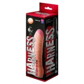 Телесная изогнутая насадка на Harness с коннектором BLACK LINE - 17 см. - LOVETOY (А-Полимер) - купить с доставкой в Камышине