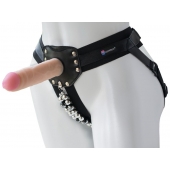 Черный пояс-трусики с насадкой  Гламур Dana  - 15,5 см. - LOVETOY (А-Полимер) - купить с доставкой в Камышине
