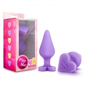 Фиолетовая анальная пробка Naughty Candy Heart Do Me Now - 8,9 см. - Blush Novelties - купить с доставкой в Камышине