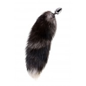 Серебристая металлическая анальная втулка с хвостом чернобурой лисы - размер S - ToyFa - купить с доставкой в Камышине