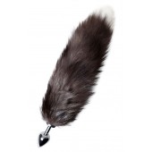 Серебристая металлическая анальная втулка с хвостом чернобурой лисы - размер S - ToyFa - купить с доставкой в Камышине