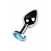 Серебристая конусовидная анальная пробка с голубым кристаллом - 8 см. - ToyFa - купить с доставкой в Камышине