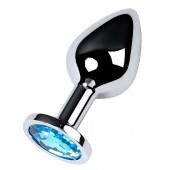 Серебристая конусовидная анальная пробка с голубым кристаллом - 8 см. - ToyFa - купить с доставкой в Камышине