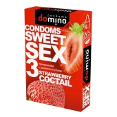 Презервативы для орального секса DOMINO Sweet Sex с ароматом клубничного коктейля  - 3 шт. - Domino - купить с доставкой в Камышине