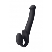 Черный безремневой страпон Silicone Bendable Strap-On M - Strap-on-me - купить с доставкой в Камышине