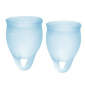 Набор голубых менструальных чаш Feel confident Menstrual Cup - Satisfyer - купить с доставкой в Камышине
