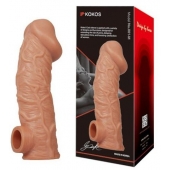 Телесная насадка на фаллос с отверстием для мошонки EXTREME SLEEVE - 17,6 см. - KOKOS - в Камышине купить с доставкой