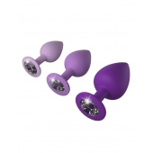 Набор из 3 фиолетовых анальных пробок со стразами Little Gems Trainer Set - Pipedream - купить с доставкой в Камышине