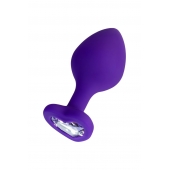 Фиолетовая анальная втулка Diamond Heart с прозрачным кристаллом - 8 см. - ToyFa - купить с доставкой в Камышине