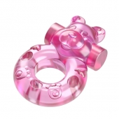 Розовое эрекционное виброкольцо на пенис Pink Bear - Baile - в Камышине купить с доставкой