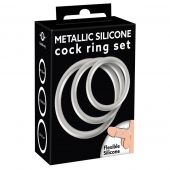 Набор из 3 эрекционных колец под металл Metallic Silicone Cock Ring Set - Orion - в Камышине купить с доставкой