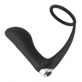 Черное эрекционное кольцо с анальной вибропробкой Vibrating Ring   Plug - Orion - в Камышине купить с доставкой