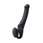 Черный безремневой вибрострапон Silicone Bendable Strap-On M - Strap-on-me - купить с доставкой в Камышине