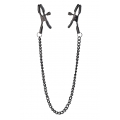Черные зажимы на соски на цепочке BLAZE DELUXE NIPPLE CLAMPS - Dream Toys - купить с доставкой в Камышине