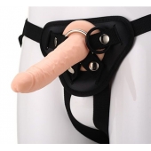 Телесный страпон на черных трусиках STRAP ON REAL DILDO - 20 см. - Dream Toys - купить с доставкой в Камышине