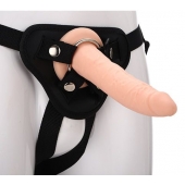 Телесный страпон на черных трусиках STRAP ON REAL DILDO - 20 см. - Dream Toys - купить с доставкой в Камышине
