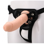 Черные трусики с телесной насадкой STRAP ON REAL DILDO - 21 см. - Dream Toys - купить с доставкой в Камышине