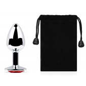 Серебристая анальная пробка с красным стразом - 7,2 см. - Anal Jewelry Plug - купить с доставкой в Камышине