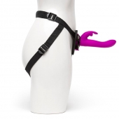Лиловый страпон Rechargeable Vibrating Strap-On Harness Set - 17,6 см. - Happy Rabbit - купить с доставкой в Камышине