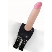 Черный узкий пояс на бедро с телесной насадкой - LOVETOY (А-Полимер) - купить с доставкой в Камышине