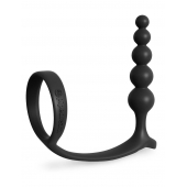 Черная анальная цепочка с эрекционным кольцом Ass-gasm Cockring Anal Beads - Pipedream - в Камышине купить с доставкой