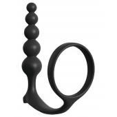 Черная анальная цепочка с эрекционным кольцом Ass-gasm Cockring Anal Beads - Pipedream - в Камышине купить с доставкой
