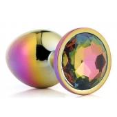 Голографическая анальная втулка с радужным кристаллом - 7,1 см. - Dream Toys - купить с доставкой в Камышине