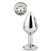 Серебристая анальная втулка с прозрачным кристаллом - 7,1 см. - Dream Toys - купить с доставкой в Камышине