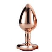 Золотистая анальная втулка с кристаллом-сердечком розового цвета - 7,1 см. - Dream Toys - купить с доставкой в Камышине