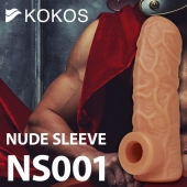 Телесная открытая насадка-реалистик с подхватом мошонки Nude Sleeve L - 14 см. - KOKOS - в Камышине купить с доставкой