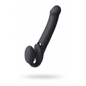 Черный безремневой вибрострапон Vibrating Bendable Strap-On L - Strap-on-me - купить с доставкой в Камышине