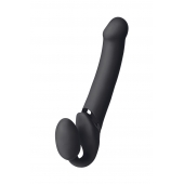 Черный безремневой вибрострапон Vibrating Bendable Strap-On L - Strap-on-me - купить с доставкой в Камышине