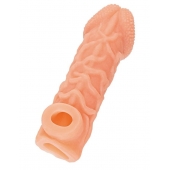 Телесная закрытая насадка с венками Cock Sleeve Size S - 13,8 см. - KOKOS - в Камышине купить с доставкой