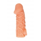 Телесная закрытая насадка с венками Cock Sleeve Size L - 17,6 см. - KOKOS - в Камышине купить с доставкой