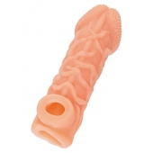 Телесная закрытая насадка с венками Cock Sleeve Size L - 17,6 см. - KOKOS - в Камышине купить с доставкой
