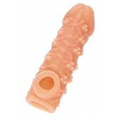 Телесная закрытая насадка с пучками шишечек Cock Sleeve Size S - 13,8 см. - KOKOS - в Камышине купить с доставкой