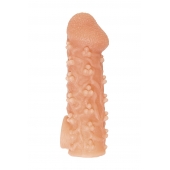 Телесная закрытая насадка с пучками шишечек Cock Sleeve Size M - 15,6 см. - KOKOS - в Камышине купить с доставкой