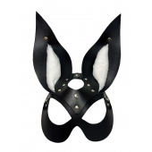 Черная маска зайки с белым мехом на ушках Miss Bunny - БДСМ Арсенал - купить с доставкой в Камышине