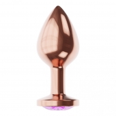 Пробка цвета розового золота с фиолетовым кристаллом Diamond Amethyst Shine S - 7,2 см. - Lola Games - купить с доставкой в Камышине